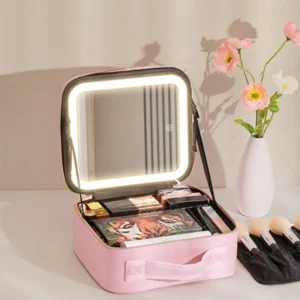 کیف لوازم آرایشی قابل حمل با آینه چراغ‌دار لمسی و شارژی