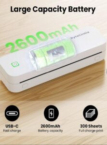 چاپگر قابل حمل حرارتی بدون جوهر LIGHTWISH بی‌سیم مدل D80
